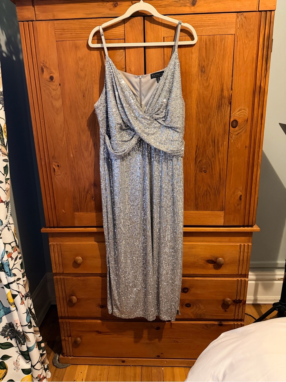 Eloquii Silver Sequin Draped Evening Dress - Picture 3 of 7